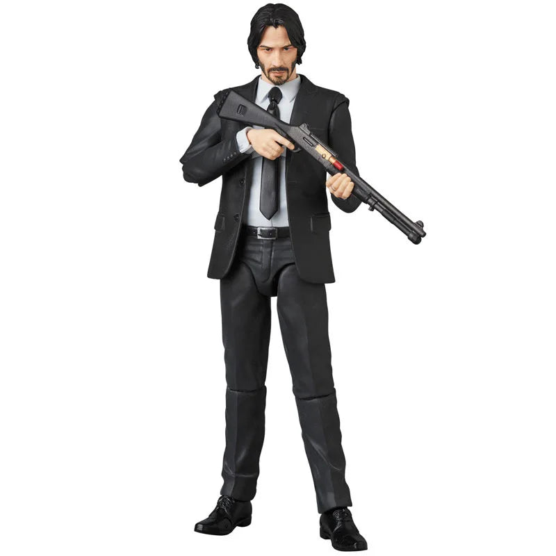 Mafex 085 John Wick Action Figure — PVC Collectible with Dogs, Moveable Joints Toy