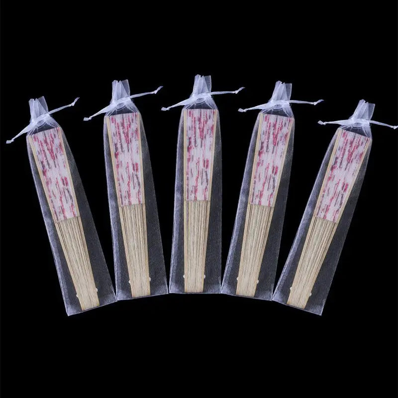 100-Pack Folding Hand Fan Pouches - Drawstring Organza Bags, Perfect for Outdoor Weddings, Party Favors, and Retail Gift Packaging