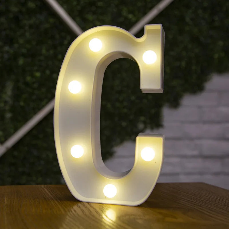 Alphabet & Number LED Lamp Night Light – Warm Battery-Powered Luminous Letter Light for Home, Wedding, Birthday & Party Decoration