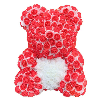 2024 40cm Rose Bear – Heart-Shaped Artificial Flower Teddy Bear for Valentine’s, Wedding, Birthday & Christmas Gifts