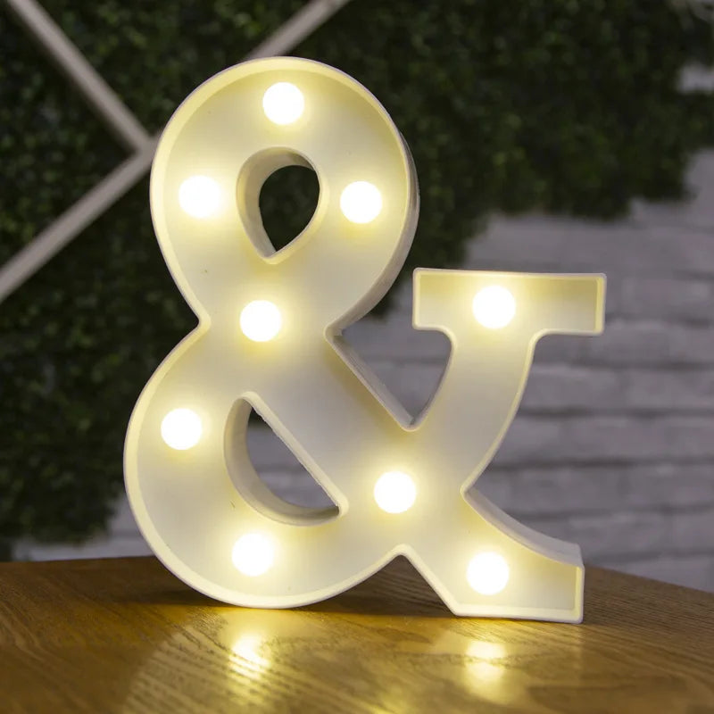 Alphabet & Number LED Lamp Night Light – Warm Battery-Powered Luminous Letter Light for Home, Wedding, Birthday & Party Decoration