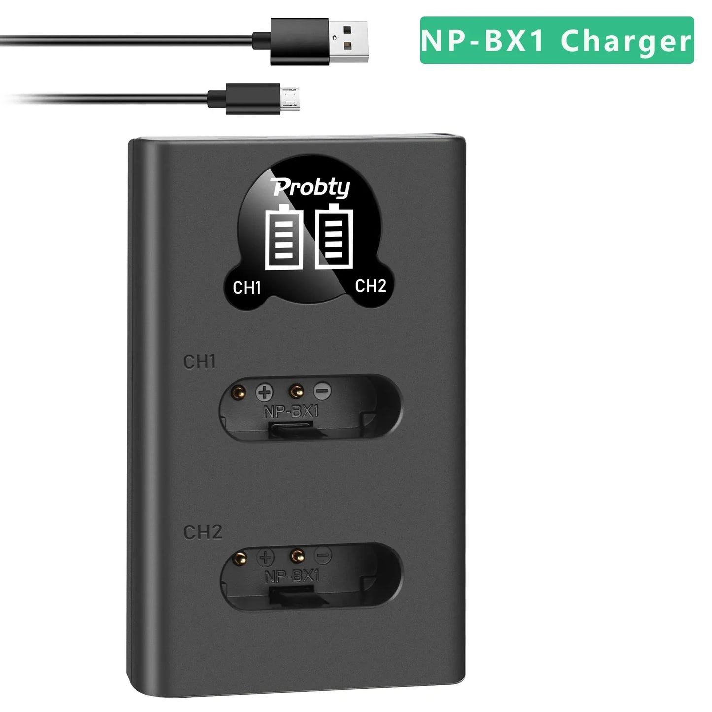LED Dual Camera Battery Charger – Compatible with LP-E6, LP-E8, NP-FW50, EN-EL15, and More