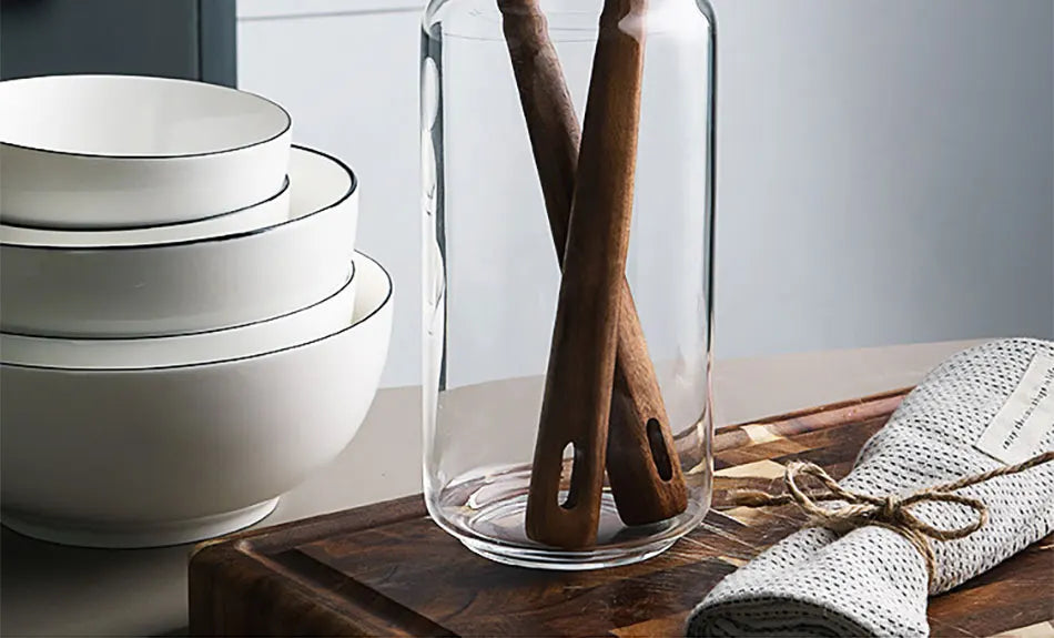 1-9pcs Teak Wood Tableware Set – Natural Wooden Cooking Spoons, Colander Spoon & Soup Skimmer Kitchen Tool Kit