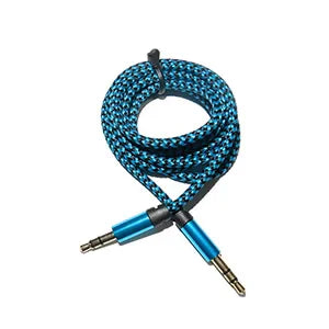 1m Nylon 3.5mm Male-to-Male Aux Cable — Gold Plug Audio Cord for iPhone, Samsung, Xiaomi Car Aux
