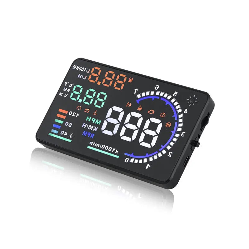 ADQ 5.5" OBD2 HUD Car Head-Up Display – Digital Speedometer, Tachometer, Windshield Projector with Speed, Water Temp & RPM Alarm