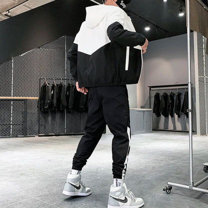 2025 Men’s Tracksuit 2-Piece Set — Hooded Jacket & Jogger Pants for Casual, Running & Sports