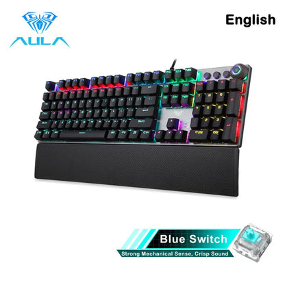 AULA F2088 Mechanical Gaming Keyboard – 104 Keys, Anti-Ghosting, Brown/Blue Switch, Wired RGB Backlit for PC & Laptop