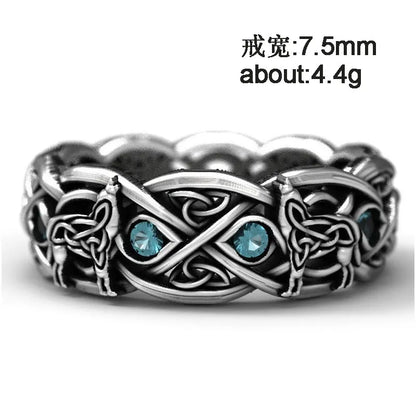 Huitan Viking Giant Wolf Ring – Nordic Mythology Totem, Unisex Punk Hip Hop Fashion Jewelry Gift