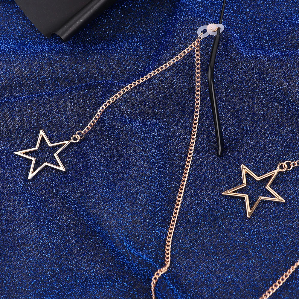 Women's Eyeglass Chain - Hollow Star & Pearl Beaded Lanyard for Sunglasses & Reading Glasses