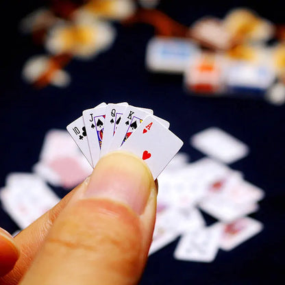 Mini Funny Cute Playing Cards – Super Small Poker Deck for Travel Games, Prank Props & Dollhouse Miniature Accessories