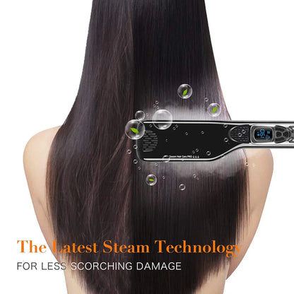 Professional Hair Straightener – Dual Voltage Titanium Curling Iron, Steam Flat Iron & Hot Hair Comb with Wide Plates