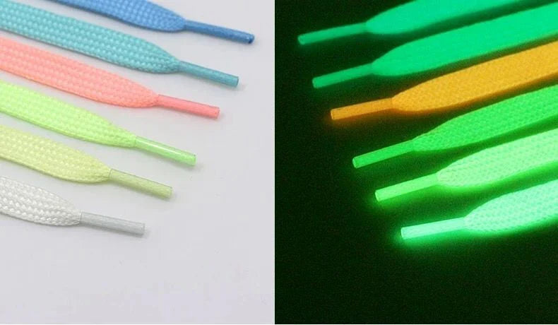 Luminous Flat Shoelaces - Glow in the Dark Fluorescent Sneaker & Canvas Shoe Laces, 80/100/120/140cm