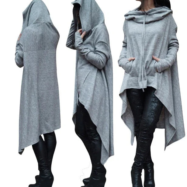 Fashion Trends European-Style Long Hoodie – New Solid Color Casual Pullover