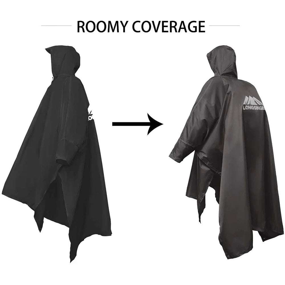 3-in-1 Portable Waterproof Raincoat - Adjustable, Lightweight, and Reusable for Men and Women, Ideal for Hiking, Hunting, and Climbing