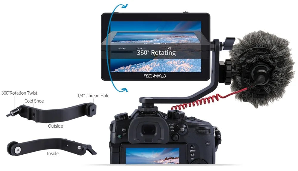 FEELWORLD F6 PLUS V2 6" DSLR Camera Field Monitor – 3D LUT, Touchscreen IPS, 1920x1080 FHD, 4K Support, Focus Assist