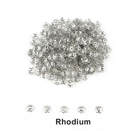 500Pcs Hollow Flower Filigree Bead Caps - 6mm Metal Spacer Beads for DIY Earrings, Jewelry Making & Craft Supplies