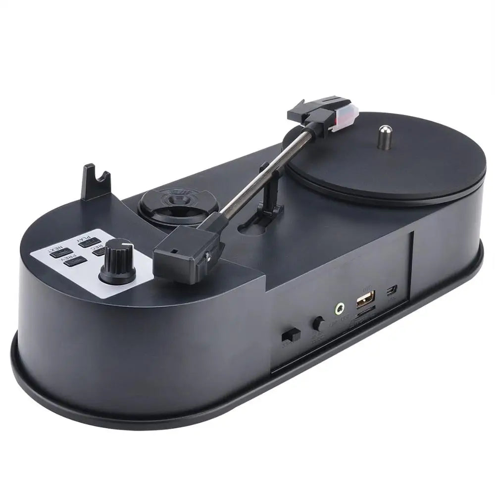 Portable 33/45RPM Phonograph Turntable — Vinyl to MP3 Converter with TF Card/USB & Built-in Speaker