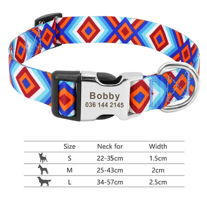 Adjustable Nylon Dog & Cat Collar – Personalized ID Collar with Engraved Name Buckle, Anti-Lost for Small, Medium & Large Pets