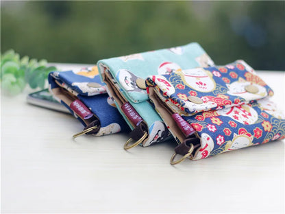 Handmade Three-Fold Fabric Wallet — Short Zipper Purse for Women & Men, Multi-Function Card & Key Holder for Teens