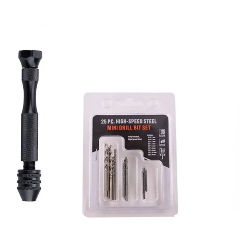 Mini Aluminum Hand Drill with Keyless Chuck – HSS Steel Twist Drill Bit for Woodworking & Manual Drilling