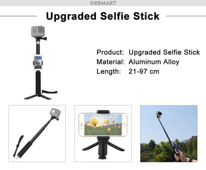 ORBMART GoPro Accessories Set Compatible with Hero 4–13 Black, Mounts for DJI, Insta360, SJCam Action Cameras