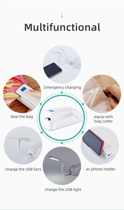 saengQ Mini Portable Bag Sealer – Multi-Function Home Plastic & Snack Storage Sealing Machine