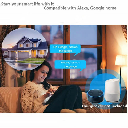 Wofea WiFi Smart Garage Door Opener Controller - Compatible with Alexa and Google Home, DC12/24V, 2.4G APP, No Gateway Needed