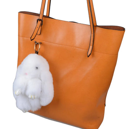 LFPU Genuine Rex Rabbit Fur Bunny Pendant Keychain – Fluffy Bag & Car Charm Jewelry for Women