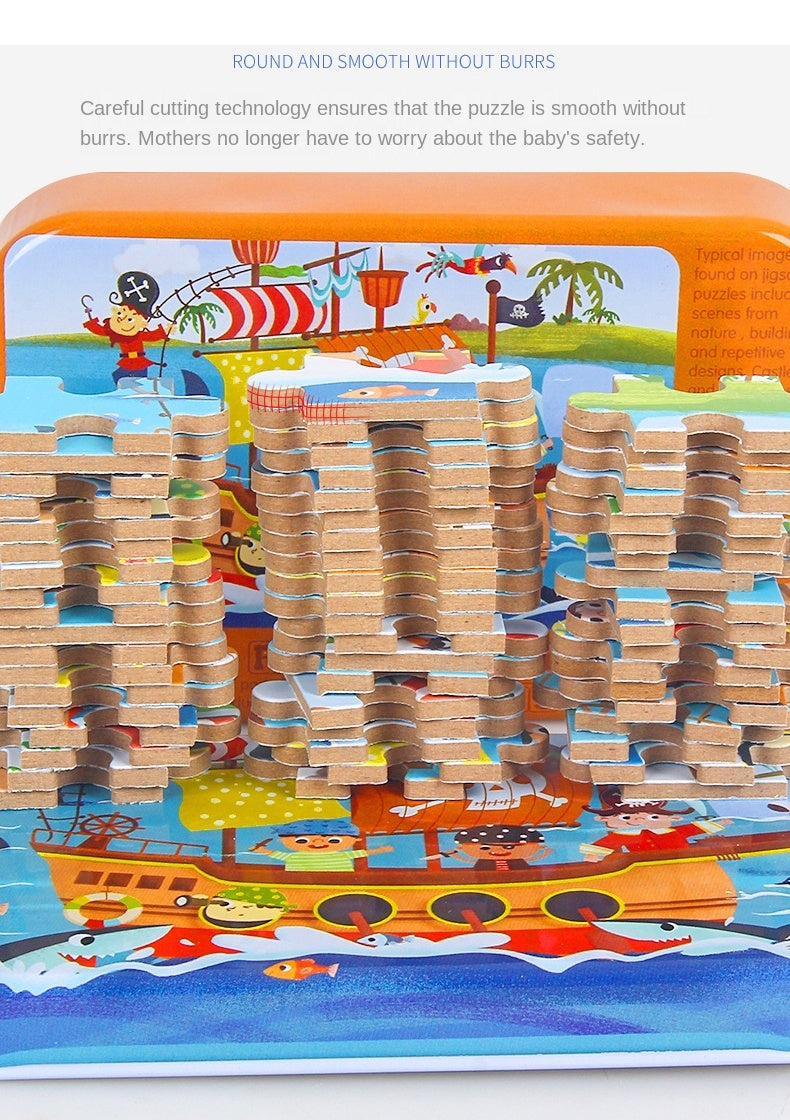 60-Piece Jigsaw Puzzle Set — Cartoon Animals & Vehicles Montessori Educational Toys for Kids, Perfect Christmas Gifts