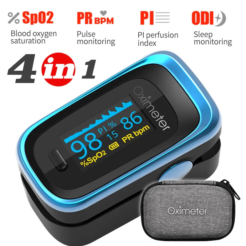 KIUZOU Finger Pulse Oximeter – SPO2, PR, PI, RR Blood Oxygen Saturation & Heart Rate Monitor, OLED Display