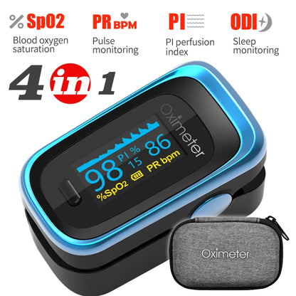 KIUZOU Finger Pulse Oximeter – SPO2, PR, PI, RR Blood Oxygen Saturation & Heart Rate Monitor, OLED Display