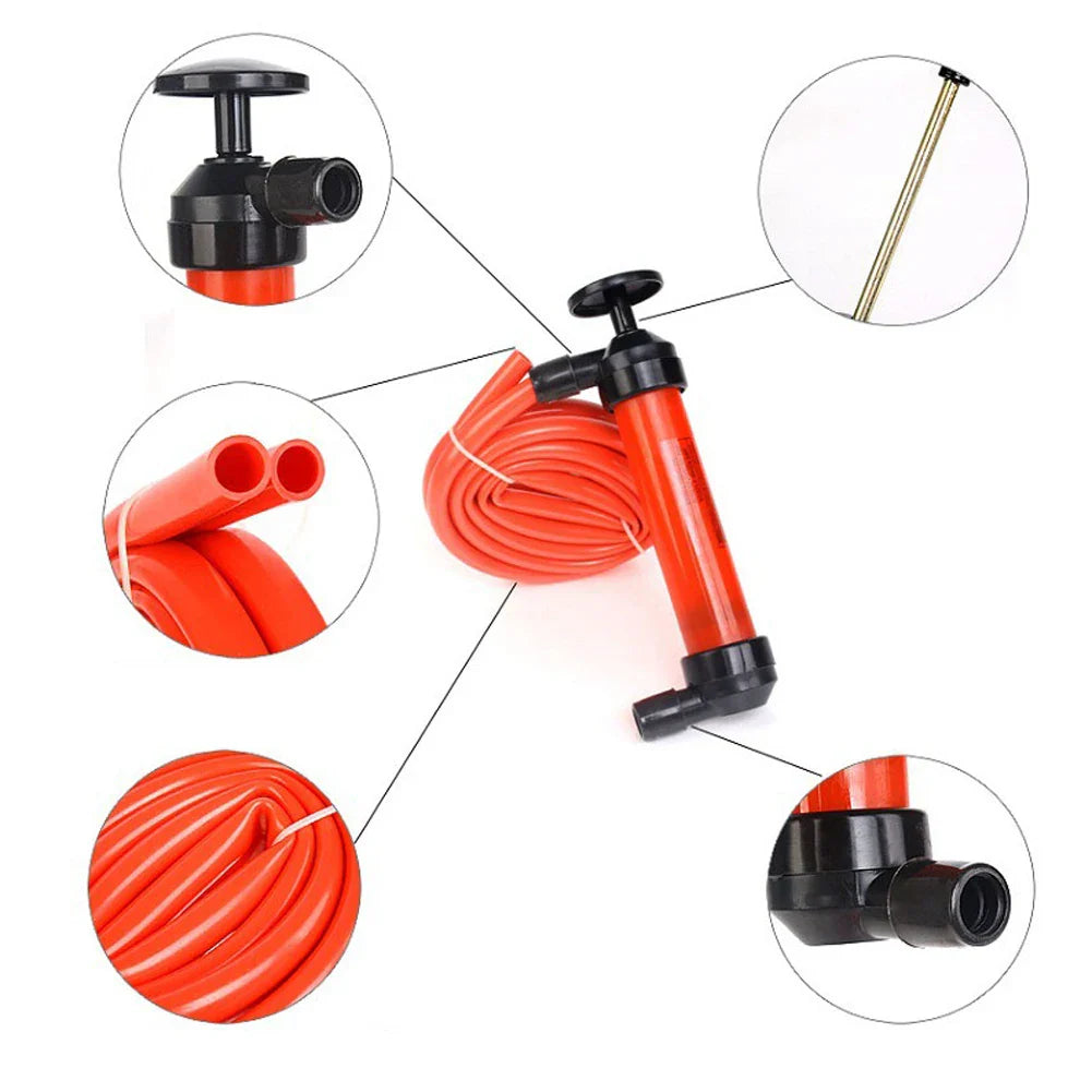 Portable Manual Oil Pump – Hand Siphon Tube for Liquid, Gas, Fuel Transfer, High-Quality Suction Pump & Inflatable Hose