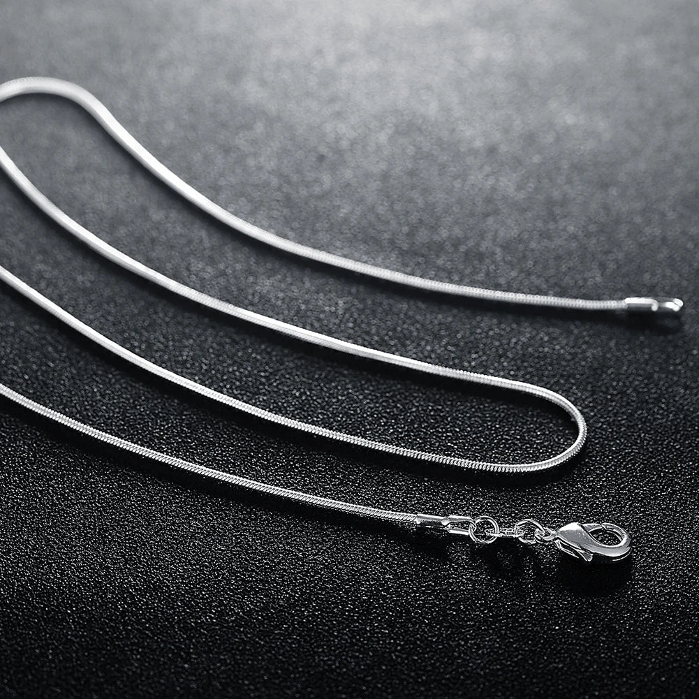 10PCS 925 Sterling Silver Snake Chain Necklaces — 1mm, 16–30 Inch for Women & Men, Fashion Jewelry
