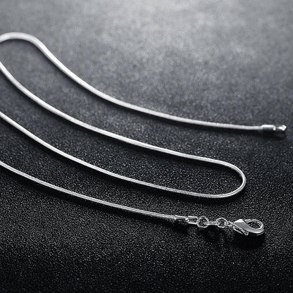 10PCS 925 Sterling Silver Snake Chain Necklaces — 1mm, 16–30 Inch for Women & Men, Fashion Jewelry