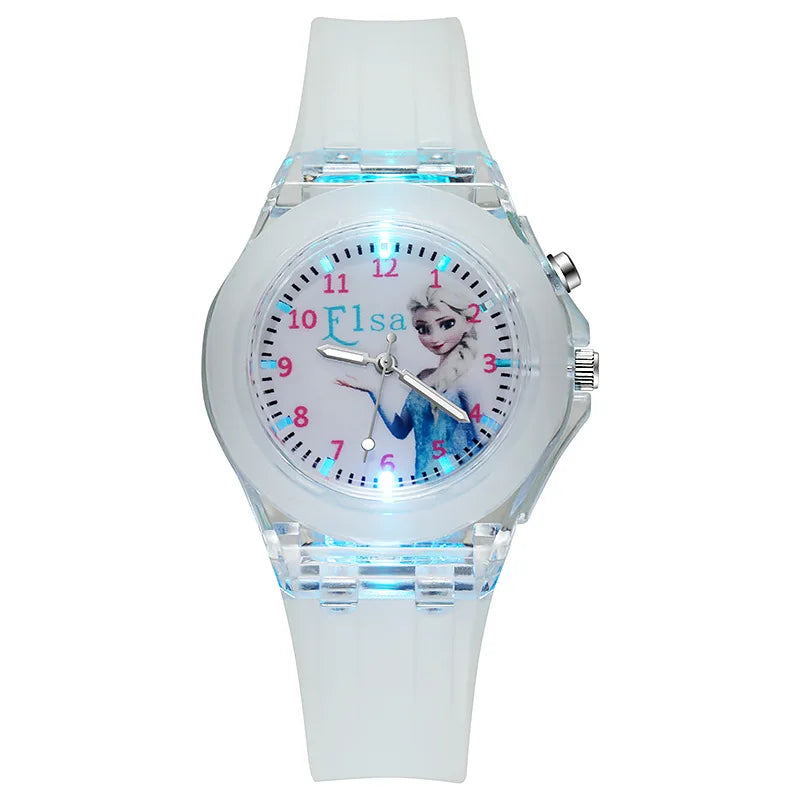 Disney Frozen Princess Kids Watch - Girls' Luminous LED Colorful Wristwatch for Students & Ladies