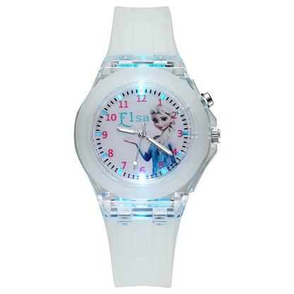 Disney Frozen Princess Kids Watch - Girls' Luminous LED Colorful Wristwatch for Students & Ladies