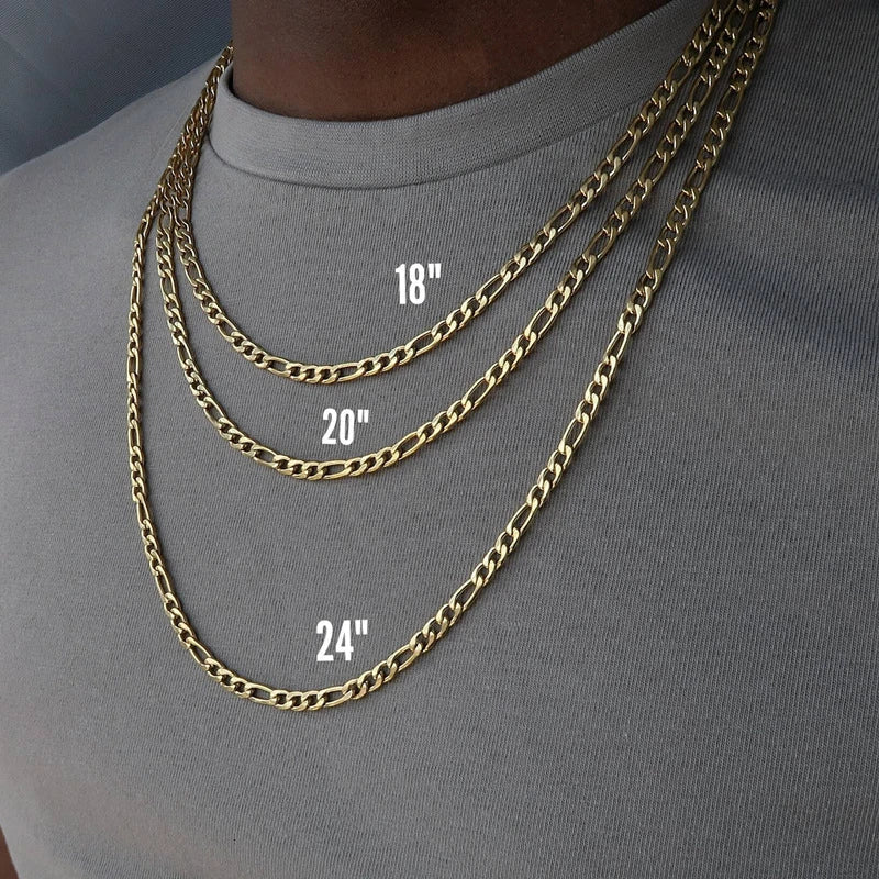 Fashion Classic Figaro Chain Necklace - Stainless Steel Long Chain for Men and Women
