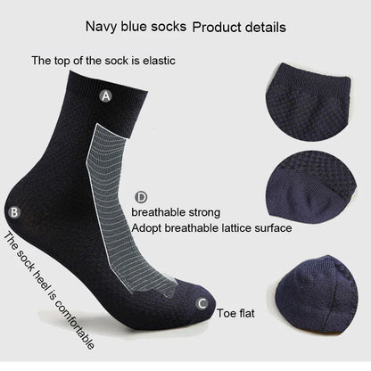 10 Pairs Men’s Bamboo Fiber Compression Socks – Long Black Business Casual Dress Socks, Breathable Autumn Wear, Plus Size 42–45 Gift Pack