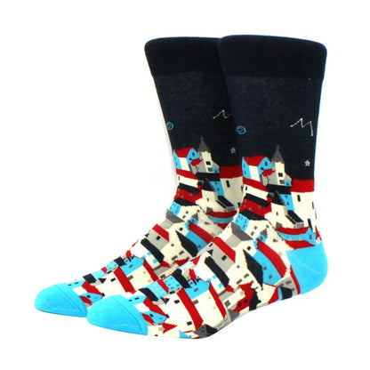 Funny Cartoon Fashion Cotton Socks – Hip Hop Skateboard Style Socks for Men & Women, Beer, Pizza, Astronaut & Pineapple Print Casual Wear Socks