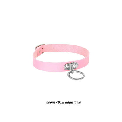 Pink Gothic Collar Necklace – Trendy Rock Leather Heart with Rivets, Harajuku Punk Choker Jewelry for Women, Gift Idea