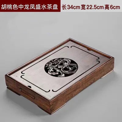 Natural Bamboo Wood Tea Tray – Rectangle Tea Set with Drainage, Water Storage Board for Chinese Tea Cups, Home Accessories