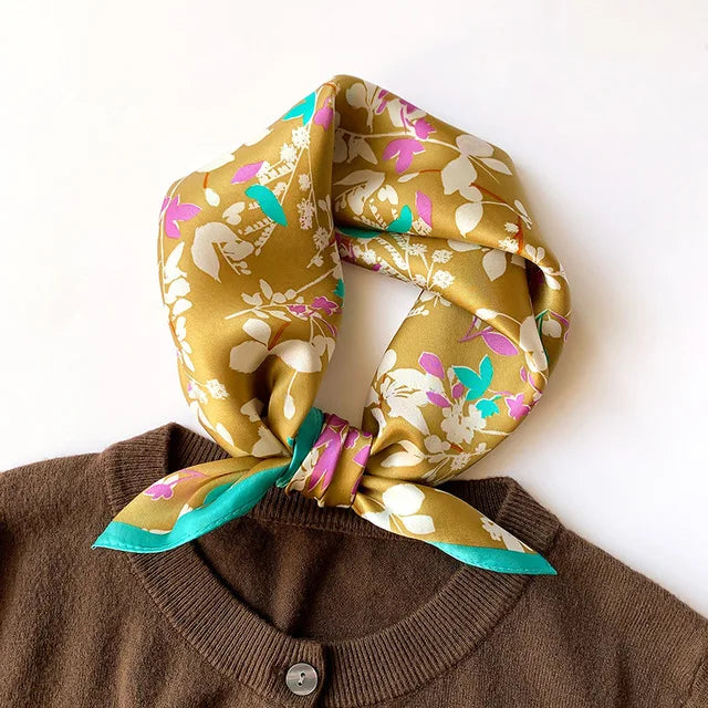 New 2024 Pashmina Scarf – 100% Mulberry Silk Small Shawl, Summer Beach Poncho, Women’s Hijab, Bandana & Kerchief 53x53cm