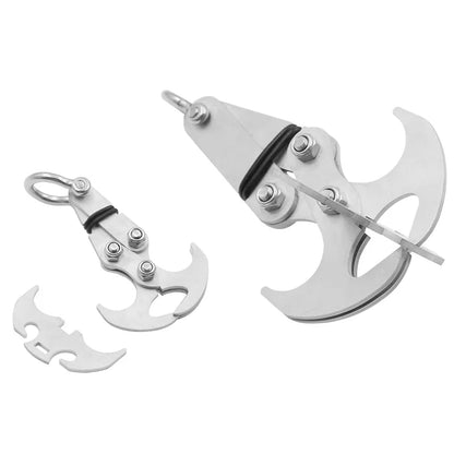 Multifunctional Survival Folding Grappling Hook - Stainless Steel/Iron Plating Outdoor Climbing Claw Carabiner - Travel Rescue Tool