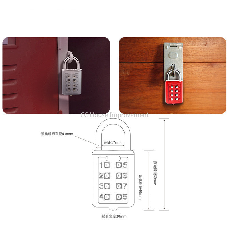 4-Digit Push Button Combination Padlock – Multiple Colors Travel Luggage Code Lock for Travel Accessories