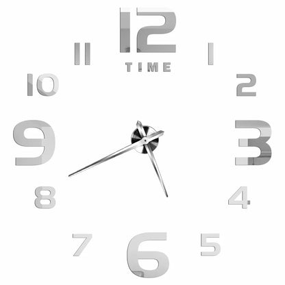 3D DIY Wall Clock - Modern Acrylic Mirror Sticker Quartz Clock For Living Room Decor With Silent Movement