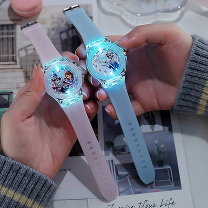 Disney Frozen Princess Kids Watch - Girls' Luminous LED Colorful Wristwatch for Students & Ladies