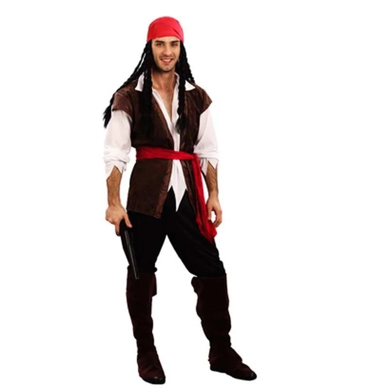 Pirates of the Caribbean Cosplay Costume – Adult Captain Jack Sparrow Outfit for Men & Women, Halloween Party