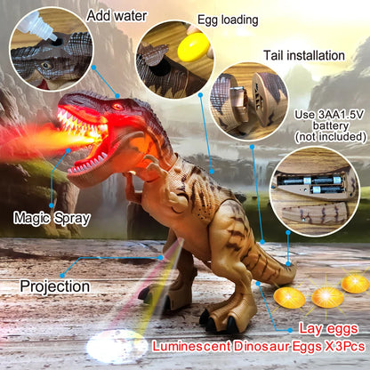 Large Electric Walking Dinosaur Toy – Spray, Lay Eggs, Light, and Sound Features | Mechanical Dinosaur Robot Model for Kids