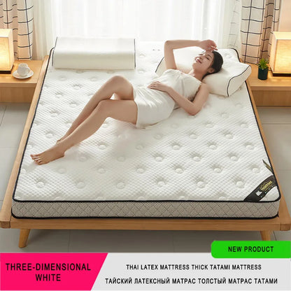 6/10cm Thai Natural Latex Floor Mattress – Foldable Tatami Mat with 95D Filling & Cotton Cover, Slow Rebound Comfort