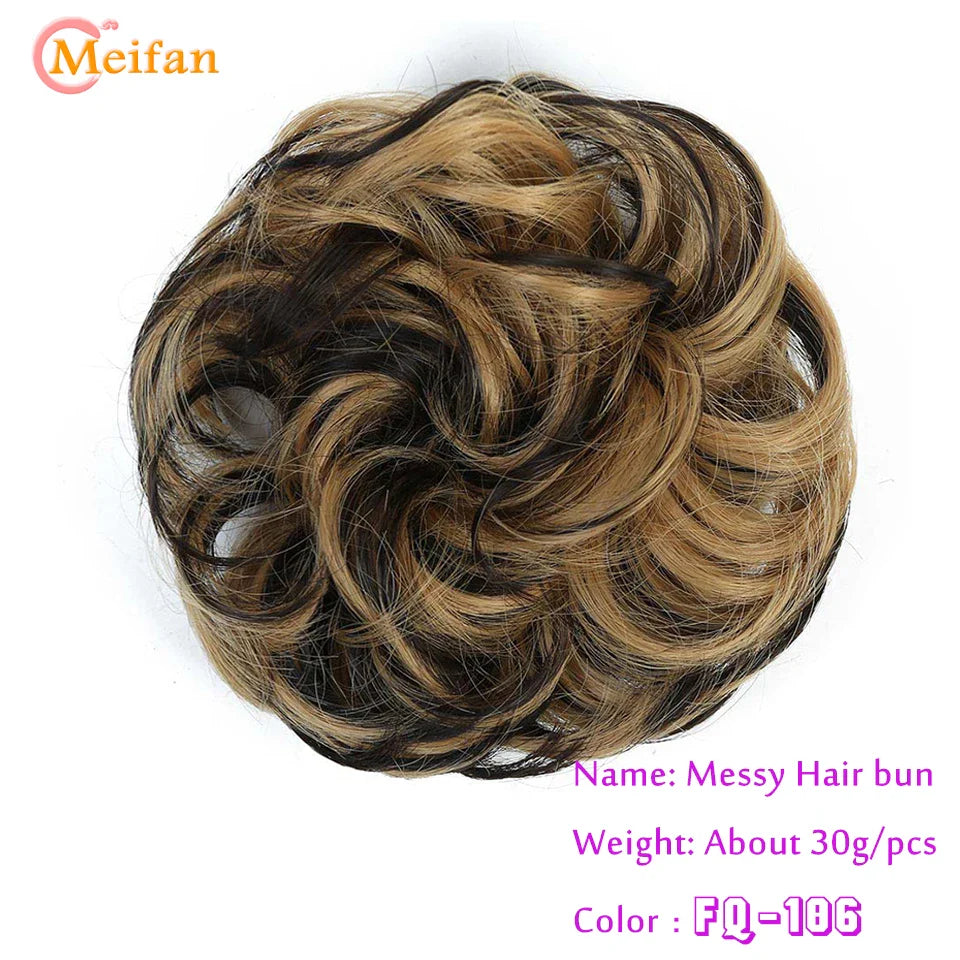 MEIFAN Synthetic Chignon Hair Bun – Elastic Rubber Band Clip-In Updo Ponytail Hair Extension for Women